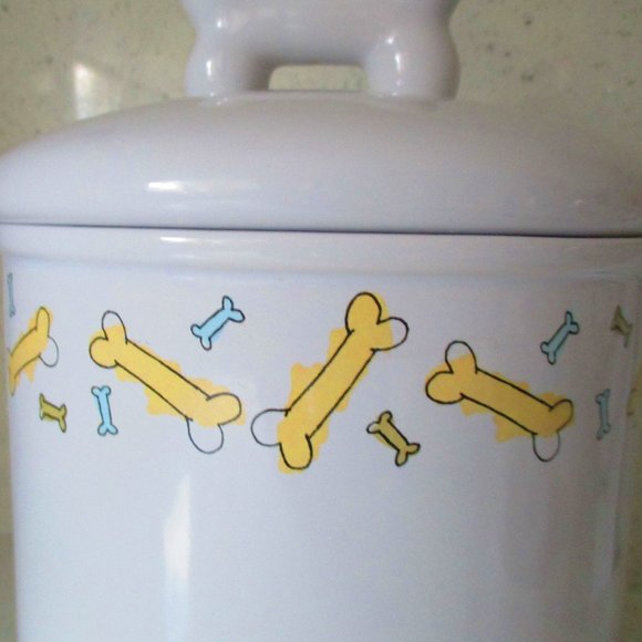 Stoneware Dog Treat Jar or Cookie Jar w/ Bone Lid - Picture 3 of 11